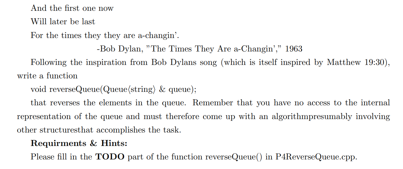  /* * File: ReverseQueue.cpp * ---------------------- * This file tests the