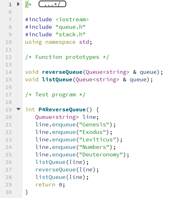 ReverseQueue function. */ #include #include "queue.h" #include "stack.h" using namespace std; /*