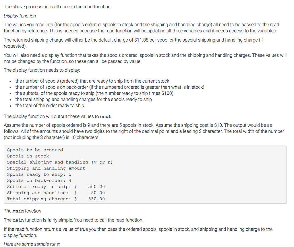 wiring for $100 each. Write a program that displays the status of