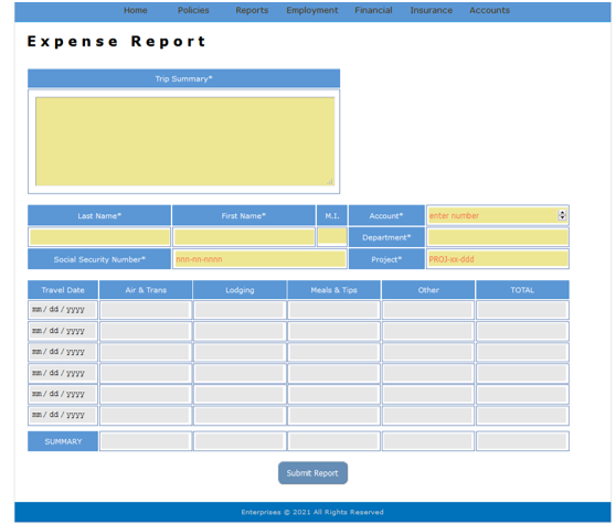 following web page. Submit 2 files: HTML and CSS. Validate required fields.