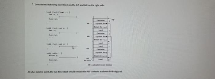  1. Consider the following code block on the left and on