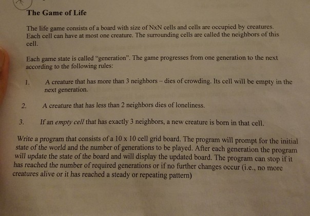  I am using C++ and I need the code for CONWAY'S