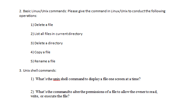 Computer Systems Using gcc Basic Linux/Unix commands: Please give the command in