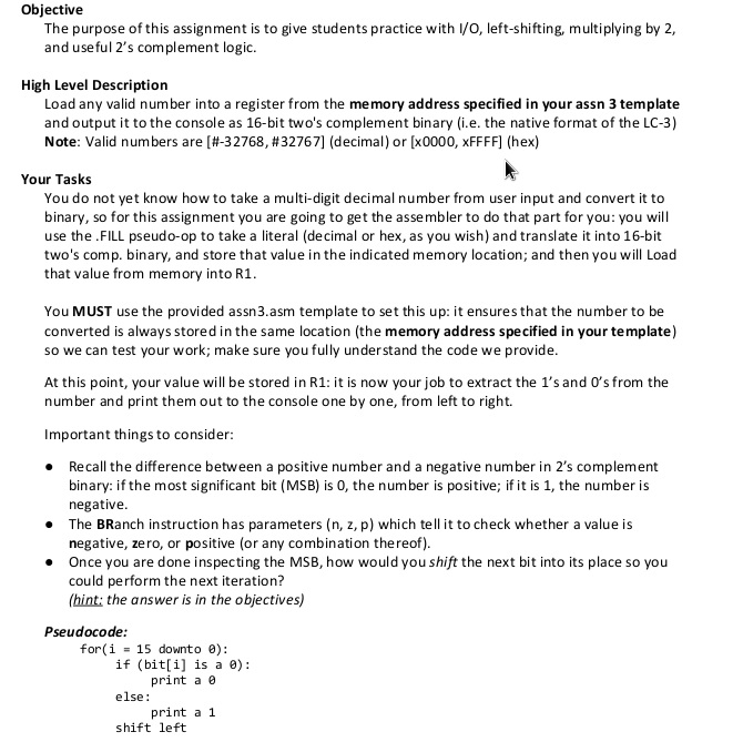 LC-3 ASSEMBLY LANGUAGE CODE TEMPLATE: .ORIG x3000 ; Program begins here ;-------------