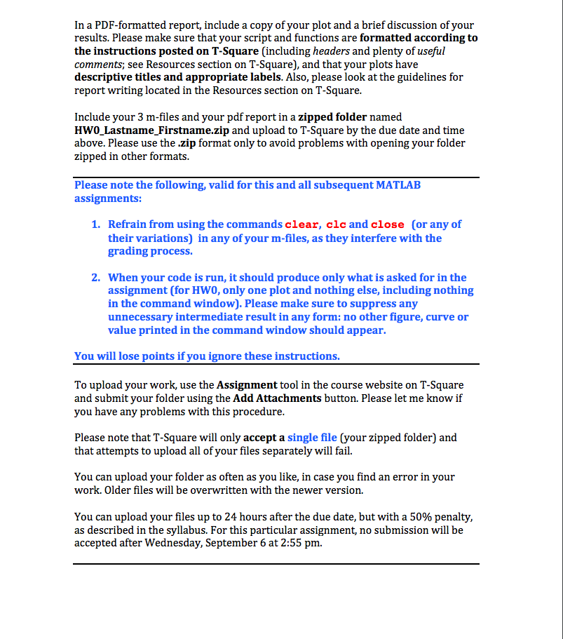 Due Tuesday, September 5 at 2:55 PM MATLAB coding and file uploading