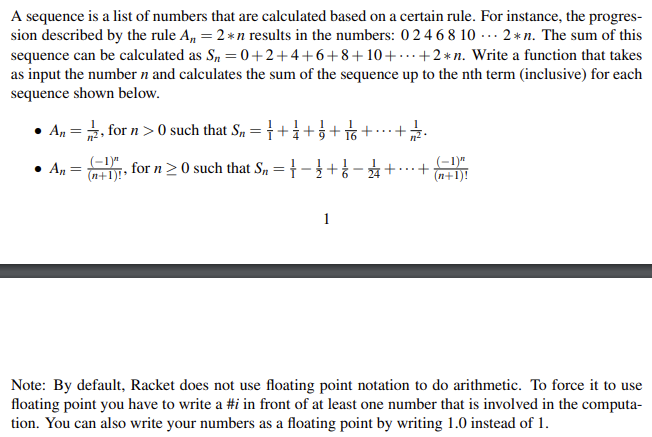  Please solve the second problem only using scheme programming. A sequence