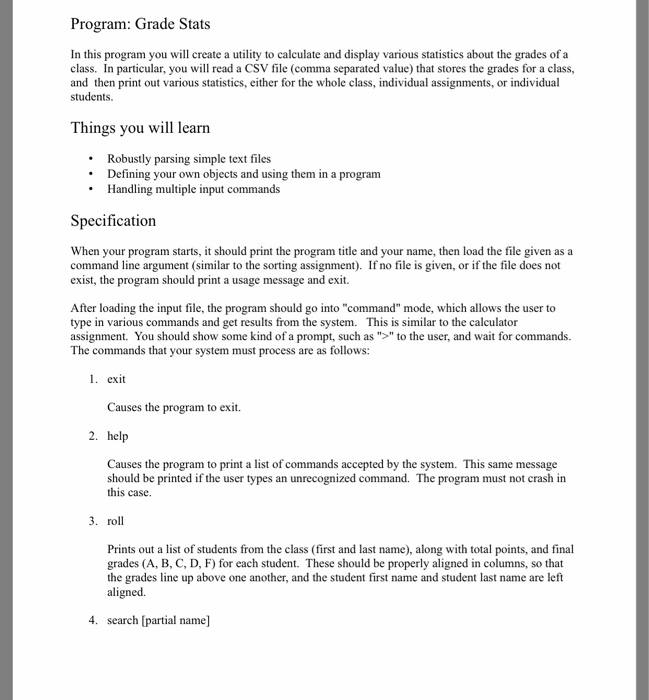  Java program. Program: Grade Stats In this program you will create