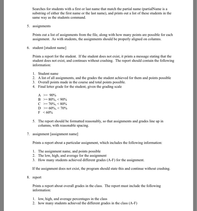 a utility to calculate and display various statistics about the grades of