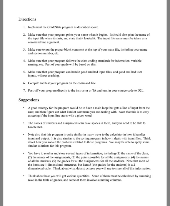 various statistics, either for the whole class, individual assignments, or individual students