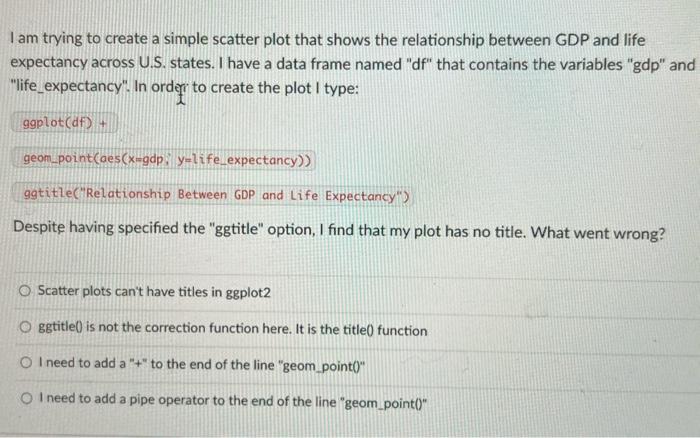  I am trying to create a simple scatter plot that shows