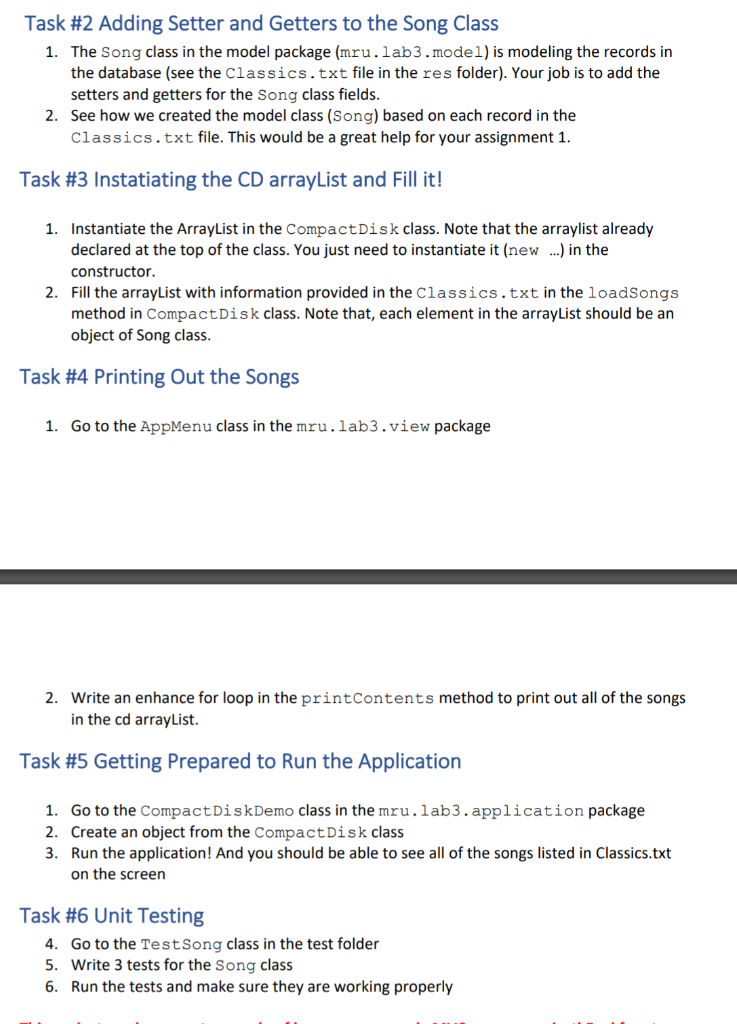 WORKING ON TASK 6 how to add 3 test on the song