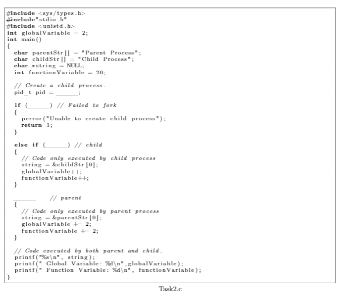 Here is a C program that prints out the process id, the