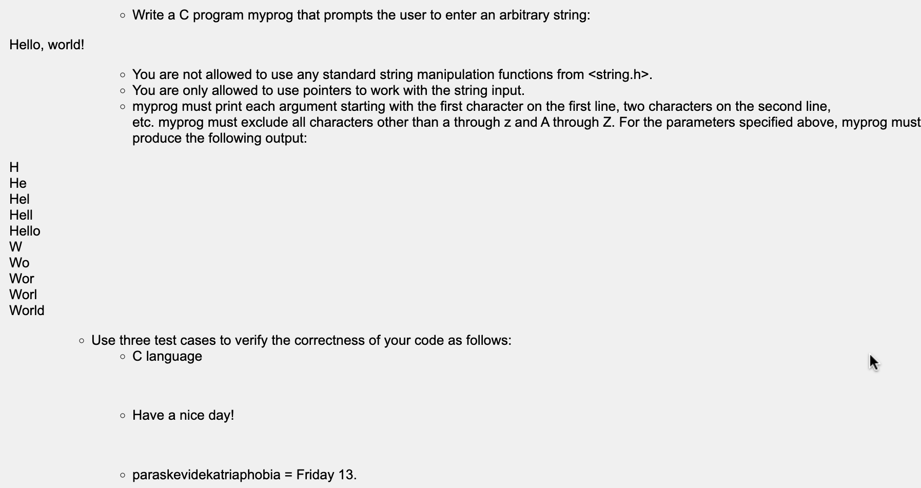 - Write a C program myprog that prompts the user to