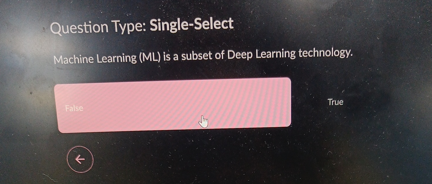  Question Type: Single-Select Machine Learning (ML) is a subset of Deep