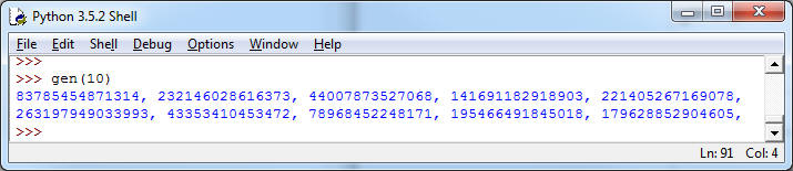 Generator) I've implemented one of the fifteen linear congruential operator (with parameters