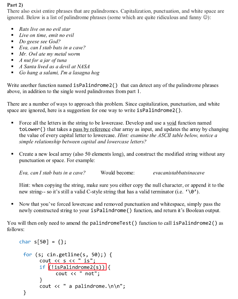 2 In separate header and implementation files (named palindrome.h and palindrome.cpp respectively),