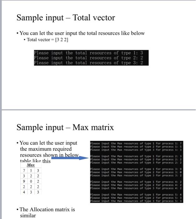 resource allocation state (Allocation matrix) each maximization request (Max matrix) Determine whether