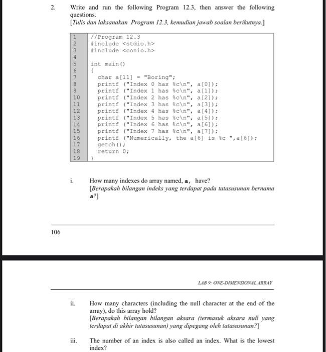 C-programing write it in code block and solve the lap question