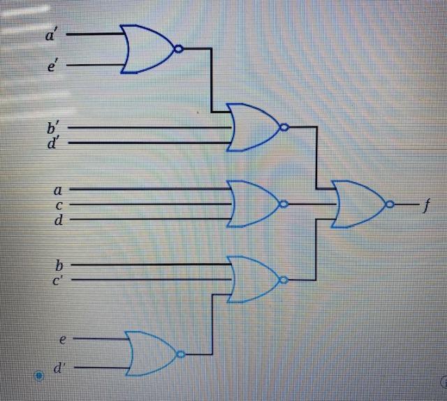 Consider the following. f(a, b, c, d, e) = m(2, 3, 6,