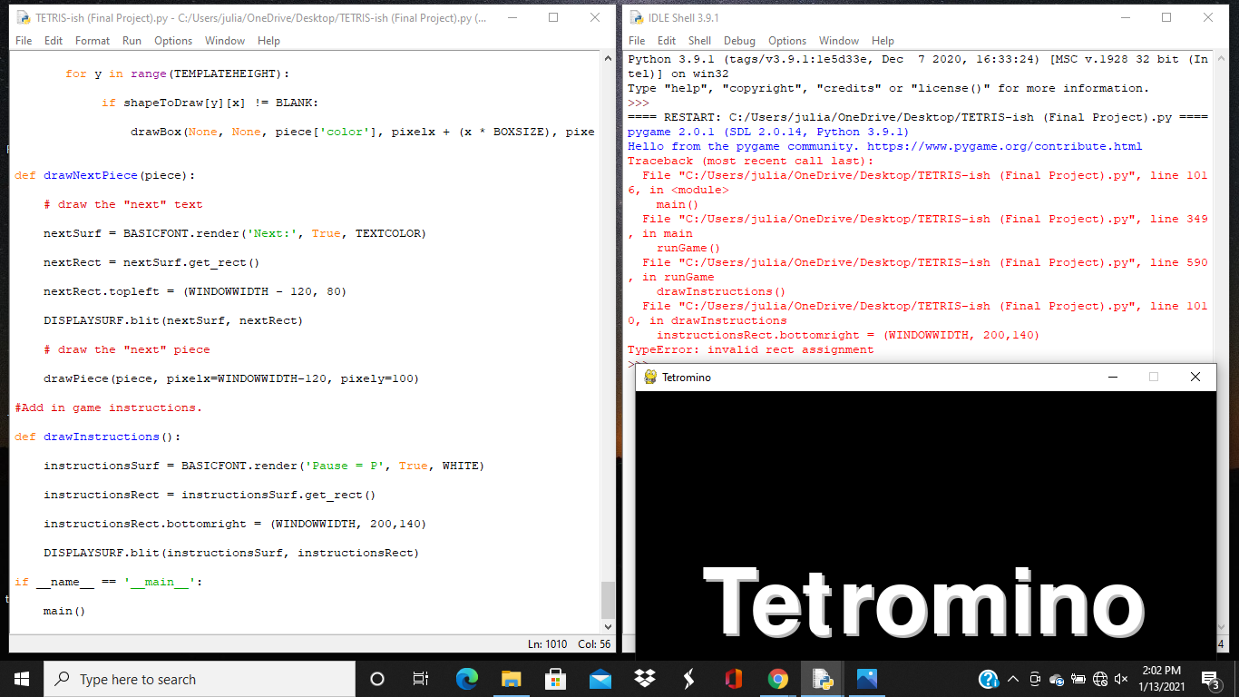 I am creating a game using pygame for my final project and