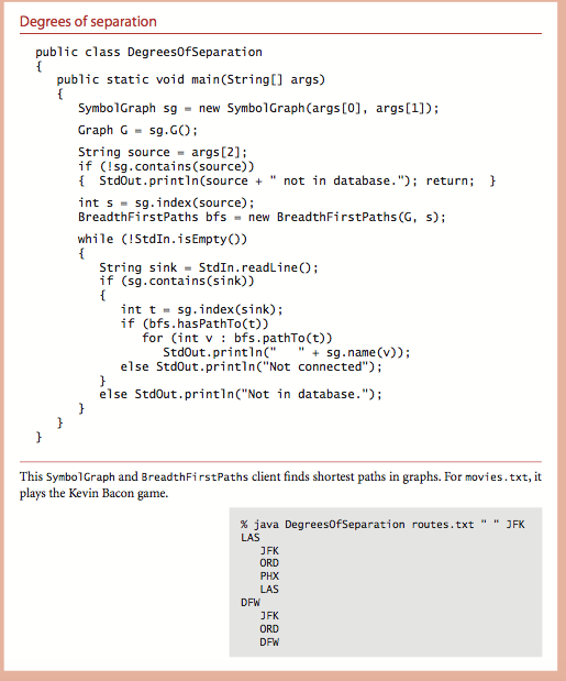 Write a SymbolGraph client like DegreesOfSeparation(the first picture) that uses depth-first search