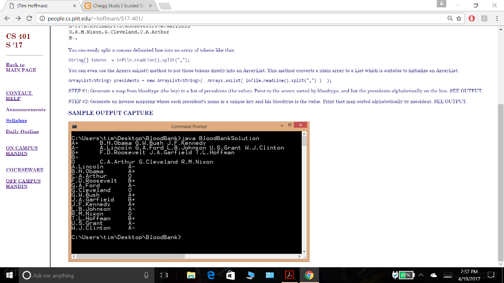 C:\> java BloodBank (no cmd args. filenames hardcoded) Blood is a scarce