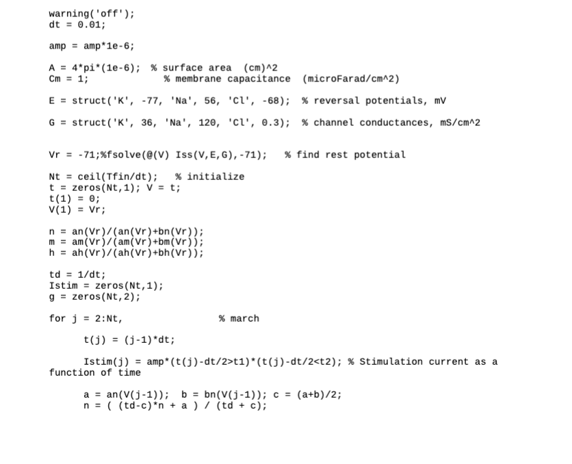 membrane outputs, and channel conductances for stimulation currents of 0pA,25pA,50pA and 100pA