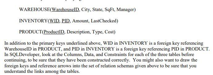 SQLDeveloper Help to write a set of SQL queries. 1. Give an