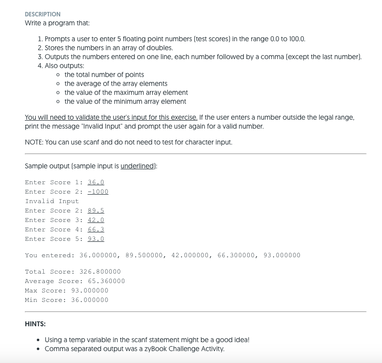  In C please. Thank you DESCRIPTION Write a program that: 1.