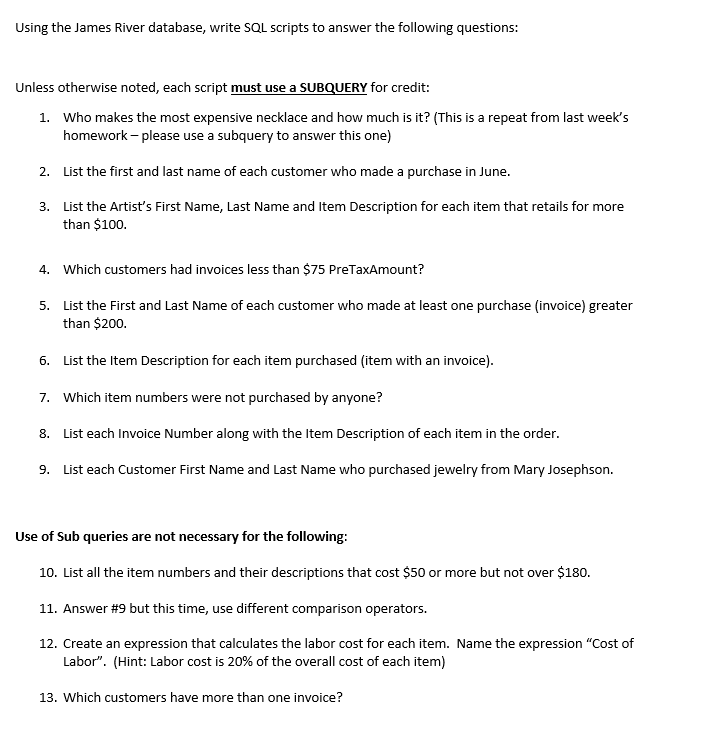 Please answer the following questions using SQL show me the answer in