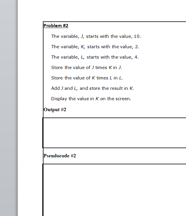 The variable, B, starts with the value, 10 The variable, C, starts