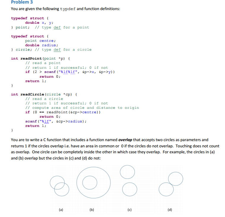  CODE IN C PLEASE Problem 3 You are given the following