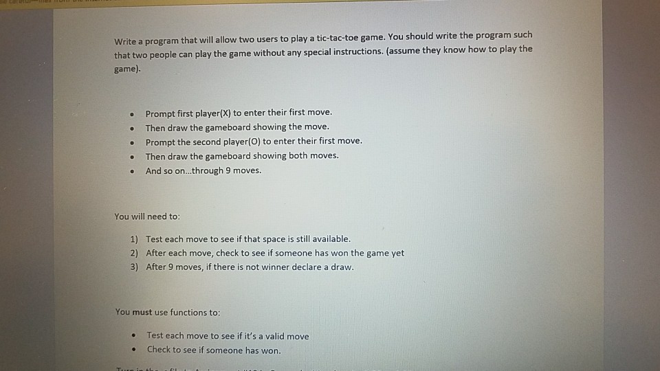 program in C! Write a program that will allow two users to