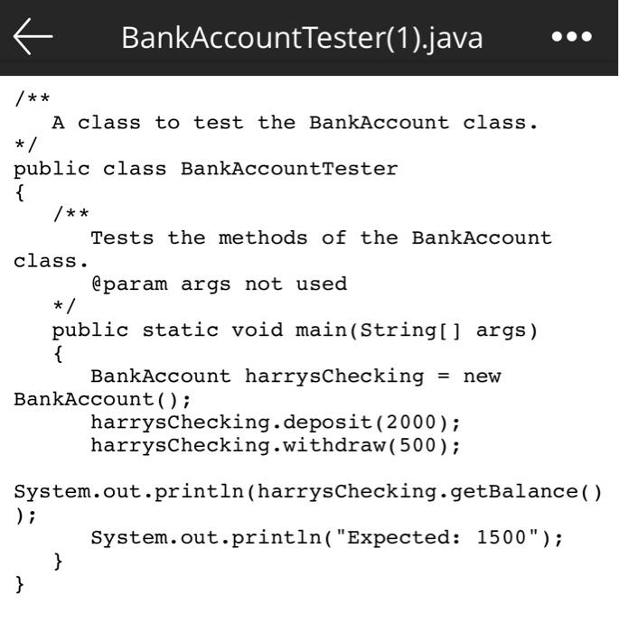 holds the monthly fee? private double monthlyFee; 2) Change the BankAccount class