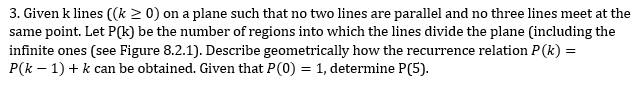  3. Given k lines ((k 2 0) on a plane such