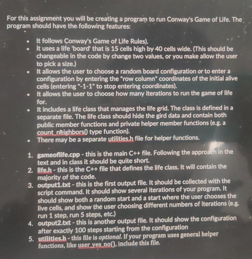  For this assignment you will be creating a program to run