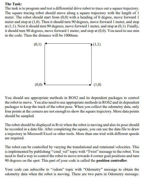  The Task: Required to program a Turtlebot3 burger robot to move