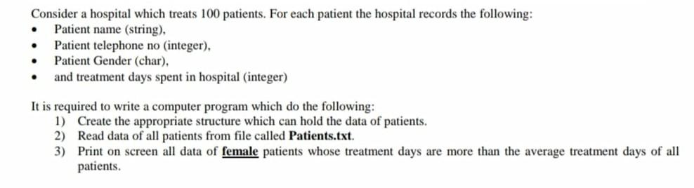  solve it by C language using structure and files Consider a