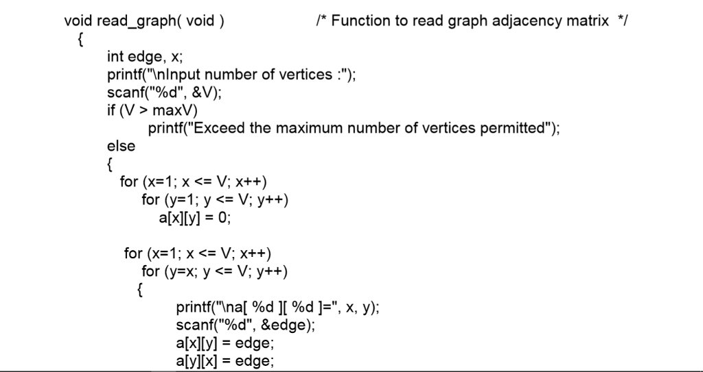 Search to test the connectivity of a given network. Input: Adjacency matrix