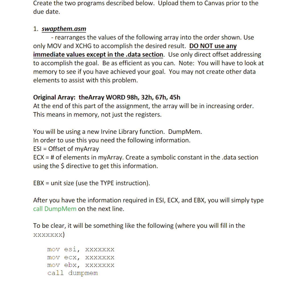  Create the two programs described below. Upload them to Canvas prior