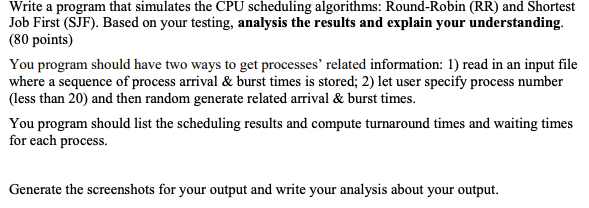  Write a program that simulates the CPU scheduling algorithms: Round-Robin (RR)