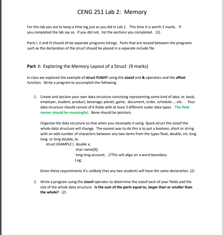  CENG 251 Lab 2: Memory For this lab you are to