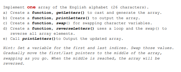 the first array with values 10, 20, 30, 40, 50, 60, 70,