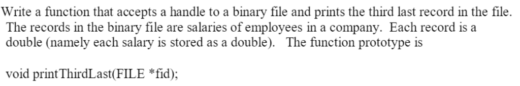 Write a function that accepts a handle to a binary file