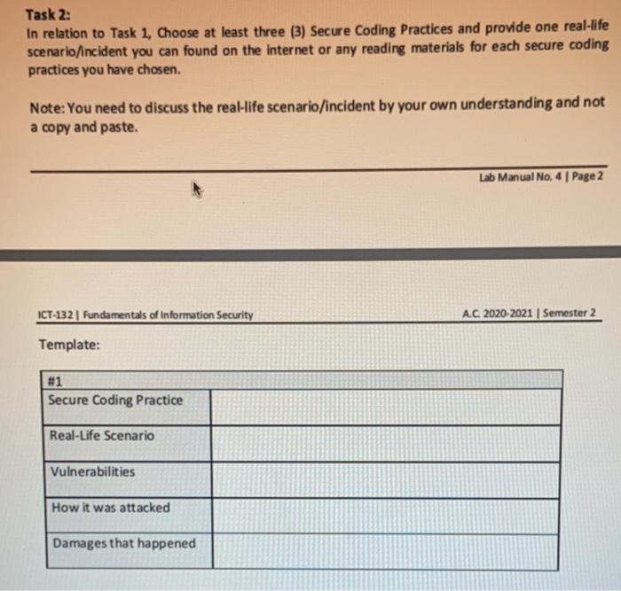  Task 2: In relation to Task 1, Choose at least three