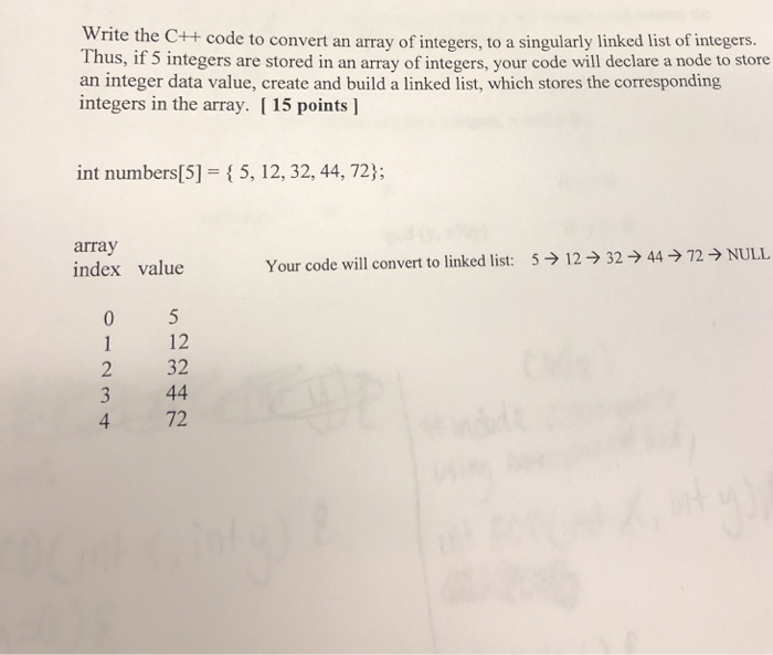  Write the C++ code to convert an array of integers, to