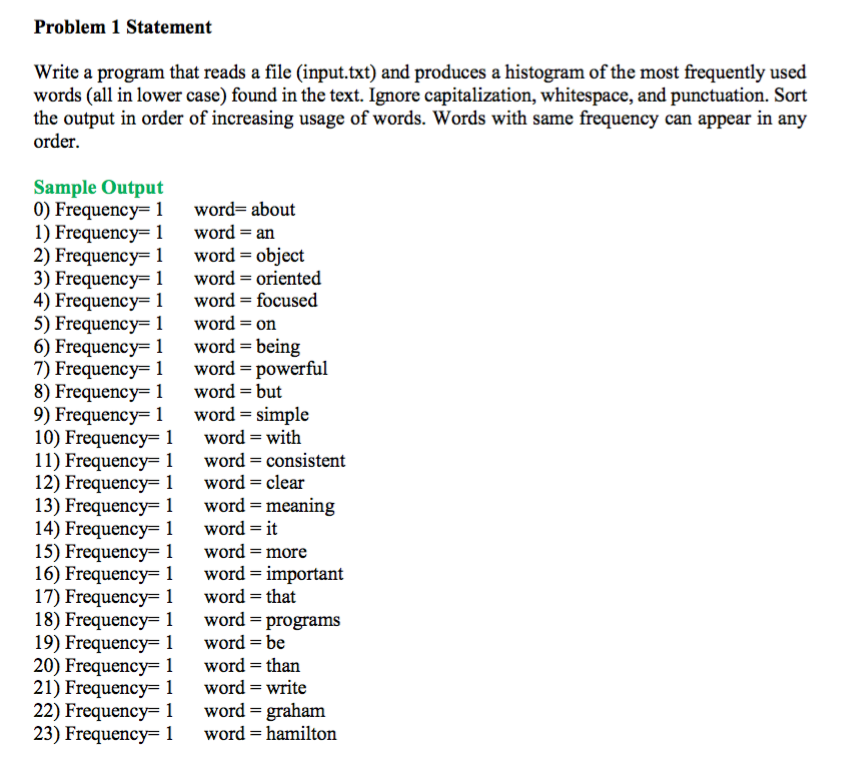  input.txt about JAVA Java is an object oriented language. Java is