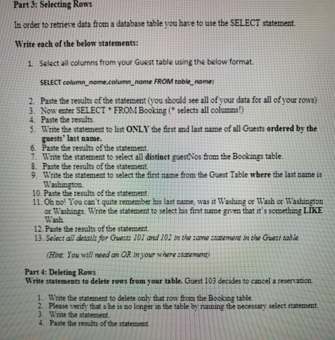 each statement. After each statement go to the SQL tab on phpmyadmin