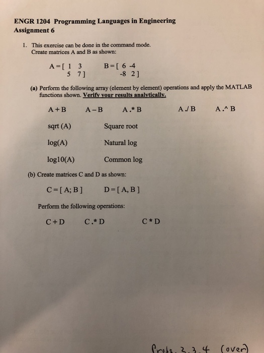  ENGR 1204 Programming Languages in Engineering Assignment6 This exercise can be