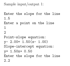 for two lines (slope m, and r and y values for a